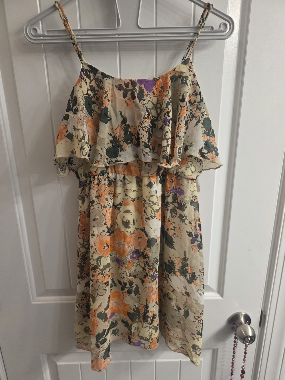 Charlotte Russe Floral Ruffle Sundress - Cream, Orange & Green
